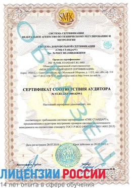 Образец сертификата соответствия аудитора №ST.RU.EXP.00014299-1 Инта Сертификат ISO 14001